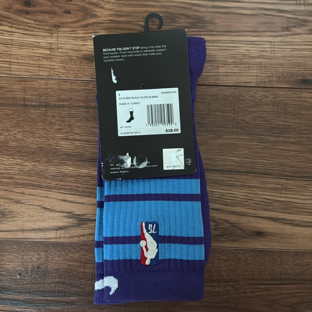 BRAND NEW! Nike Elite NBA 75th edition Socks sz: Large - Picture 3 of 3